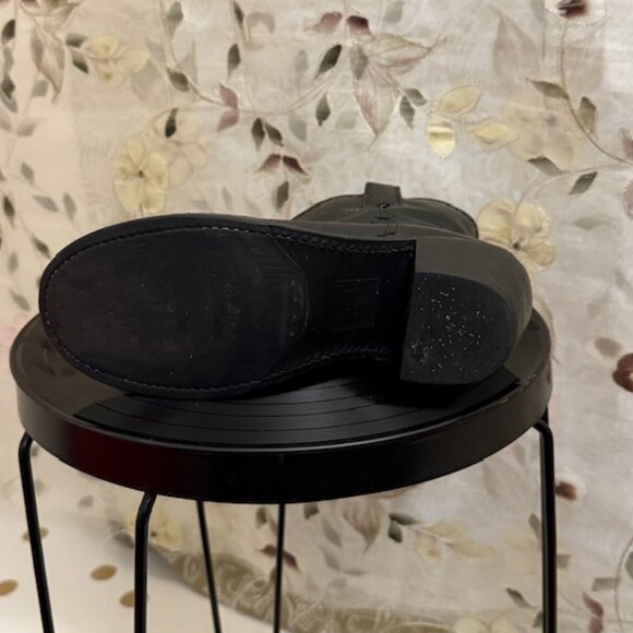 Size 5.5 B FRYE Black Leather Carmen x Stitch Short-D Saddle- Mid-calf - Picture 9 of 16